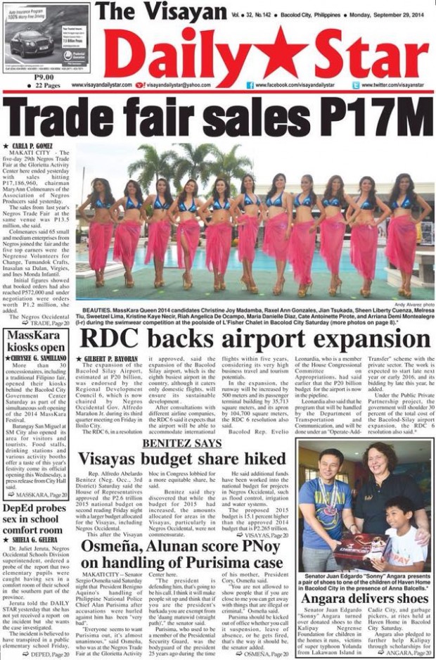 Visayan Daily Star, September 29, 2014