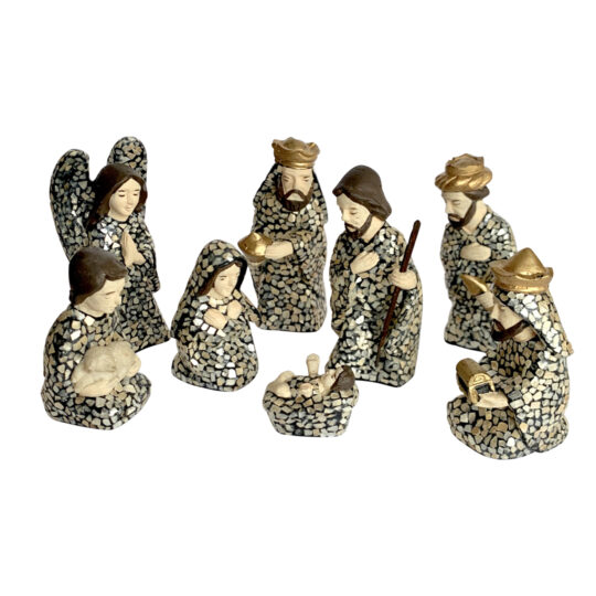 Miniature Nativity Capiz Shell Mosaic Set - (8 piece)