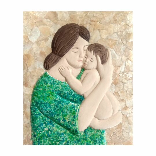 Mother and Child Mosaic - Capiz Shell (Emerald on Natural)