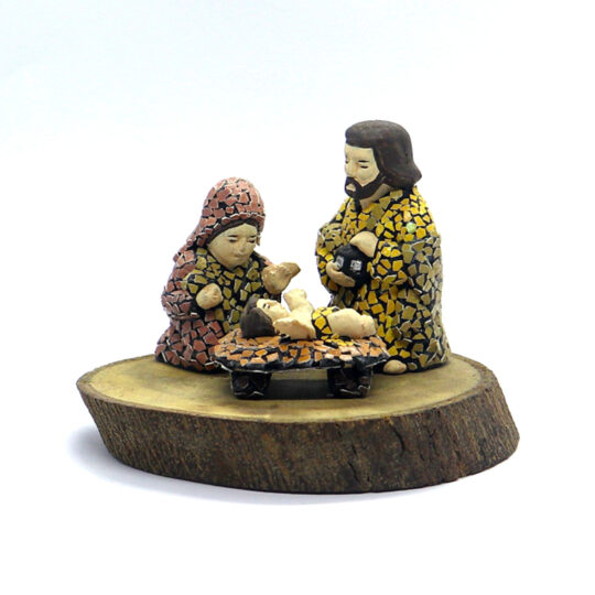Nativity on Natural Wood - D