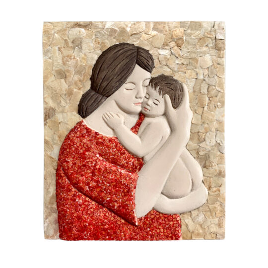Mother and Child Mosaic - Capiz Shell (Garnet on Natural)