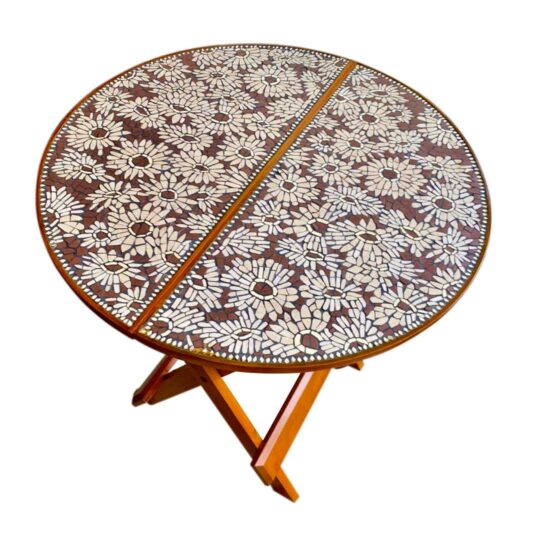 Daisy Mosaic Folding Table - Round
