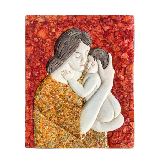 Mother and Child Mosaic - Capiz Shell (Amber on Ruby)
