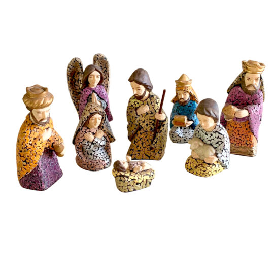 Miniature Nativity Eggshell Mosaic (8-Piece) - Set B