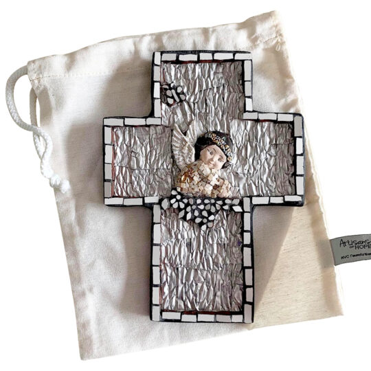 Medium Mosaic Cross - Silver Angel (Cofee Capsules)