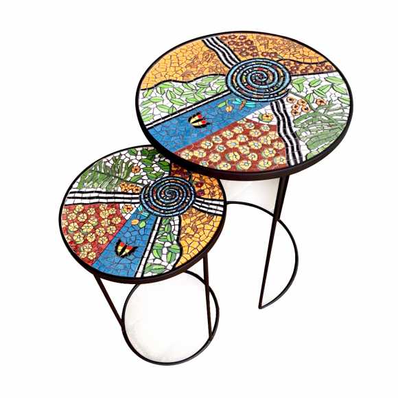 "Batik A" Mosaic Nesting Tables NVC Foundation A Philippine Charity
